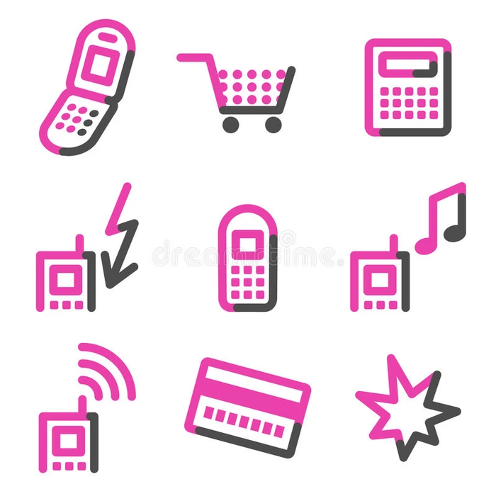 手机网络图标粉色轮廓系列