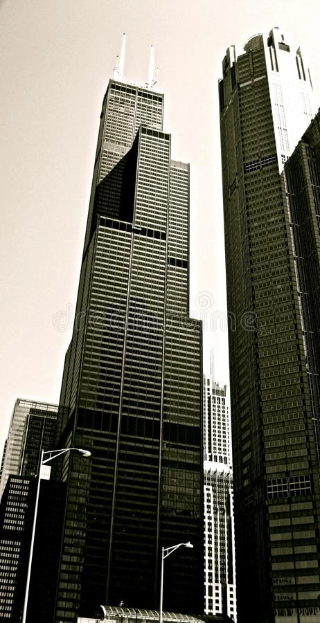 芝加哥建筑黑白相间
