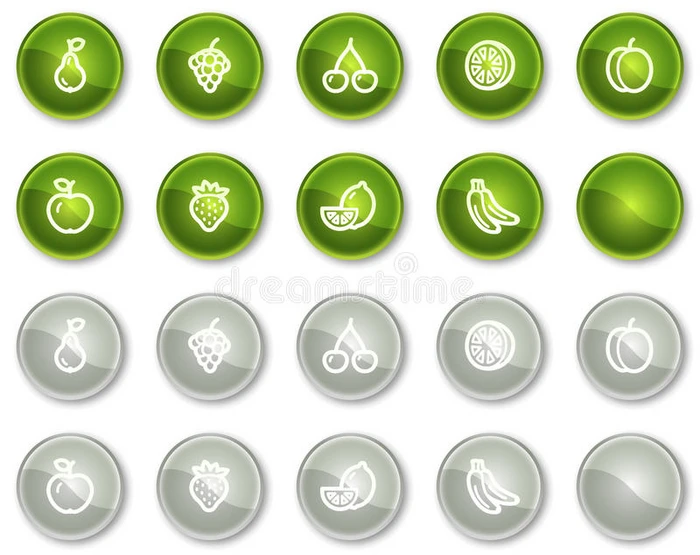 水果网络图标绿色和灰色圆圈按钮