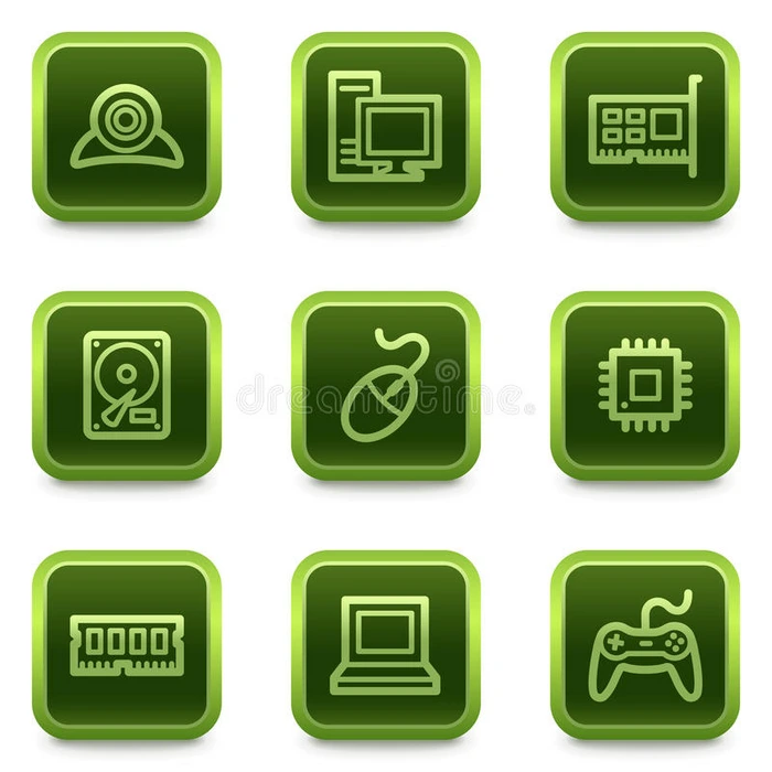 电脑网页图标绿色方块按钮系列