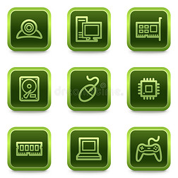 电脑网页图标，绿色方块按钮系列