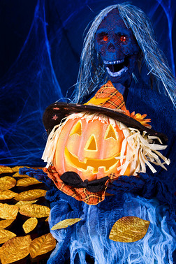 万圣节快乐南瓜和恐怖人物