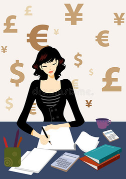 女商人在办公室算账