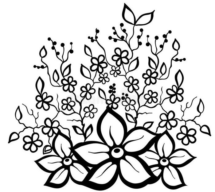 黑白花卉图案设计元素