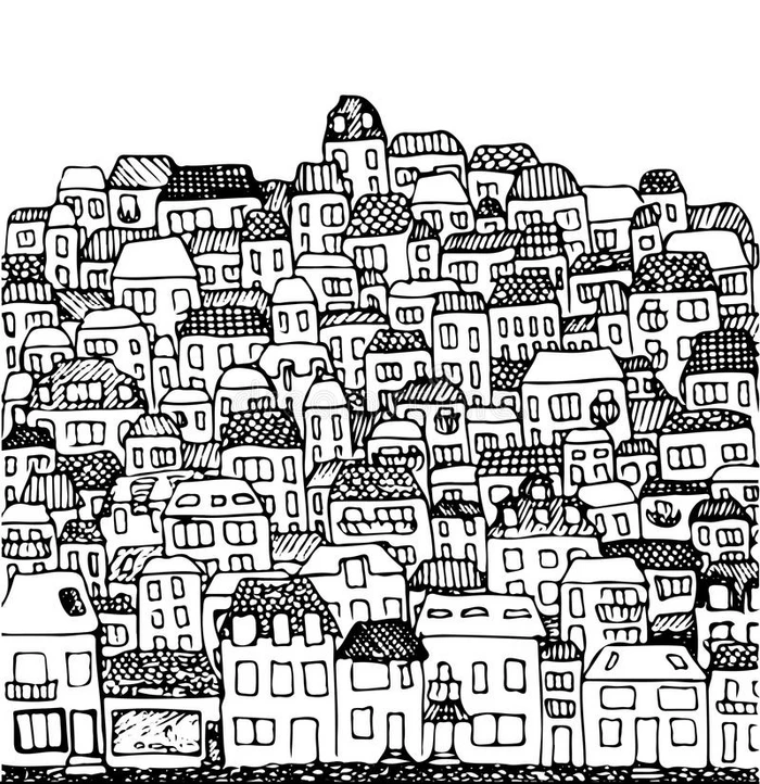 矢量图解城市房地产和房屋