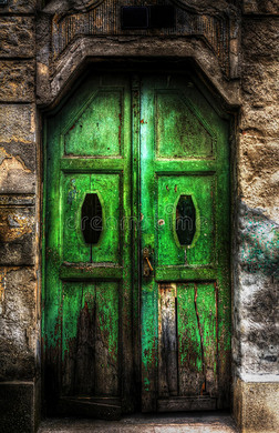 绿色大门摄影图|绿色大门