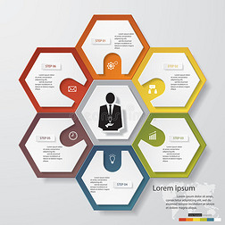 6个步骤图模板/图形或网站布局.