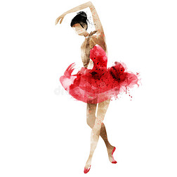 舞蹈芭蕾舞演员明亮的图片美丽的水彩画