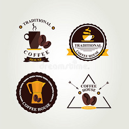 咖啡徽章，标签，图标菜单。