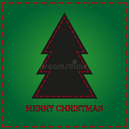 绿色背景卡与黑色圣诞树