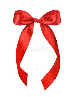 漂亮的红色缎子礼物蝴蝶结，