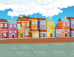 一个城镇的卡通背景