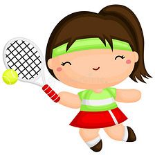 可爱的女孩打网球