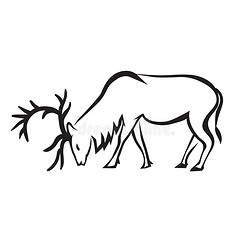 麋鹿的黑白轮廓