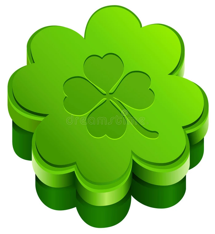 绿色封闭礼品盒形状的四叶草 幸运的三叶草叶子