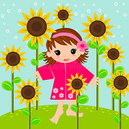 矢量卡通向日葵