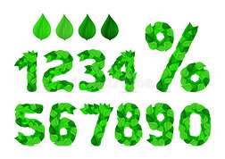 绿色鲜泉叶生态字体、数量和百分比