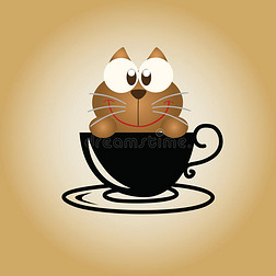 猫标志咖啡矢量。