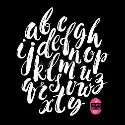 手工制作的刷子和墨水字体 手写复古纹理网格字母表