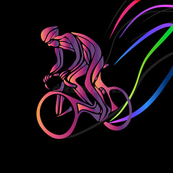 自行车比赛中的自行车手。 彩色矢量剪贴画