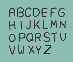 手绘字体设计与字母字符。 矢量库存。