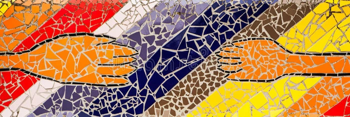 彩色瓷砖作为背景 友谊的象征
