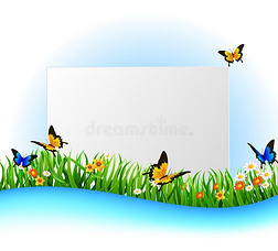 背景绿草和蝴蝶
