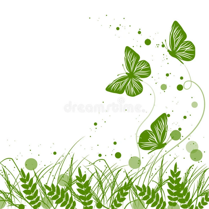 草和蝴蝶的轮廓背景