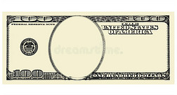100美元钞票正面没有脸，隔离设计