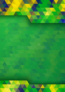 几何数字背景巴西2016国旗颜色，矢量A4格式。