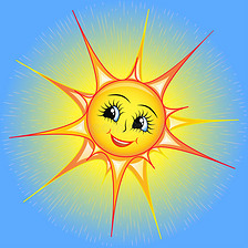 天空中微笑的太阳的明亮卡通