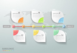 设计业务时间线信息图表模板5步，