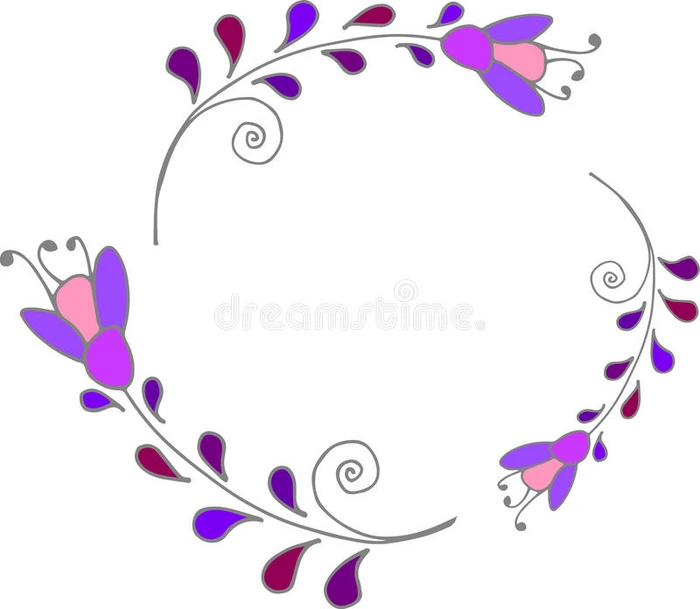 可爱的花架彩色紫色花圈矢量剪贴画花架