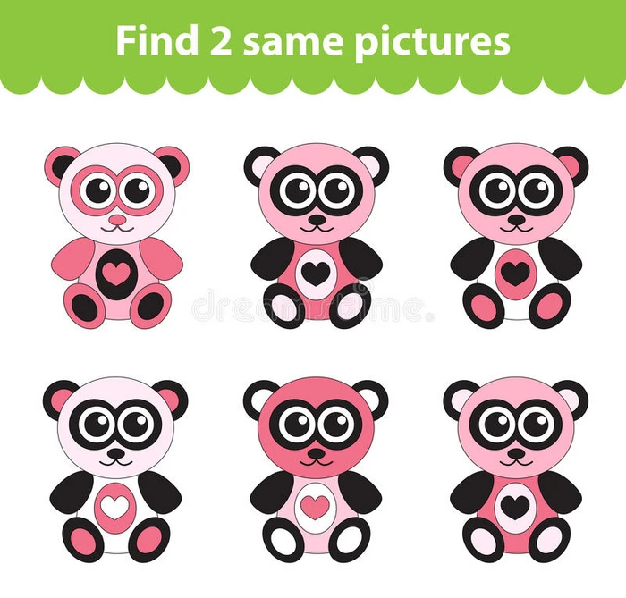 儿童教育游戏 找到两张同样的照片 一套玩具熊为游戏找到两张相同的图片 矢量插画