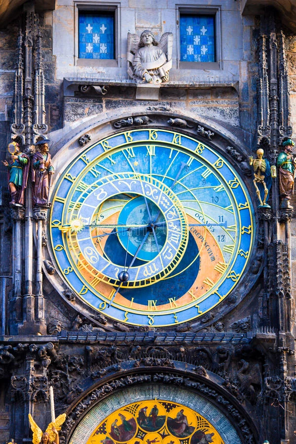 天文钟Orloj特写在捷克共和国欧洲 复古风格 布拉格钟楼细节 著名的景点