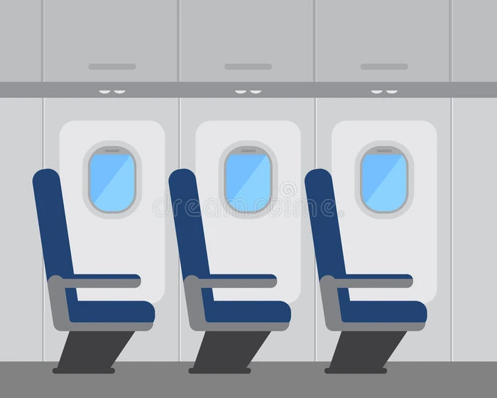 带窗户和座位的飞机内部矢量图
