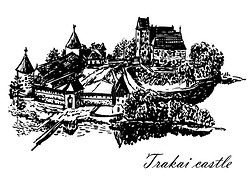 绘制特拉凯城堡手绘插图视图