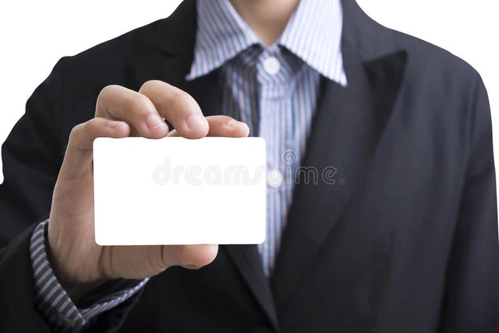 商人手拿空白名片显示身份证