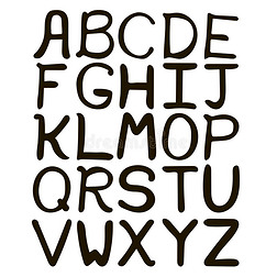 黑白手绘抽象字母表