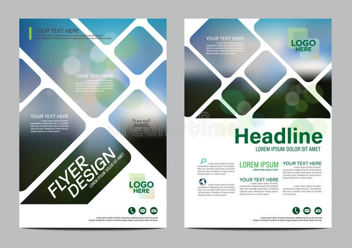 小册子布局设计模板 年度报告传单封面介绍现代背景 在A4中的插图