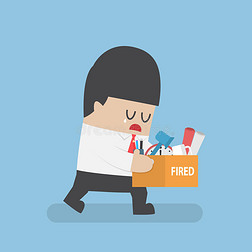 私人物品插画|被解雇的商人拿着私人物品的盒子