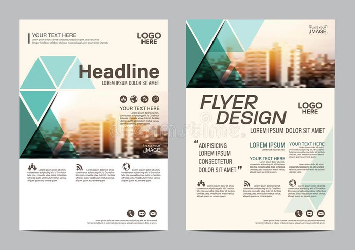 小册子布局设计模板 年度报告传单封面介绍现代背景 在A4中的插图