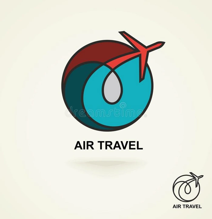 航空标志徽章模板航空旅行 矢量 线条艺术