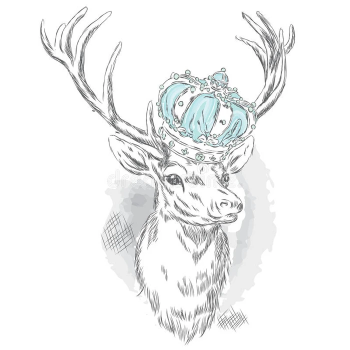 皇冠上漂亮的鹿 卡片或海报的矢量插图 印在衣服上 嬉皮士
