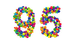 彩色明亮的数字95形成的小球体