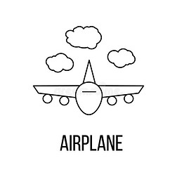 飞机图标或标志线艺术风格