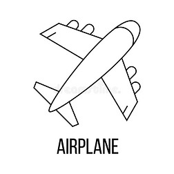 飞机图标或标志线艺术风格