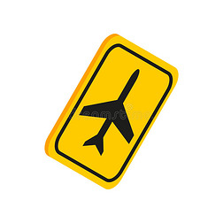 机场黄色标志图标等距三维风格