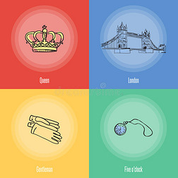 英国王冠插画|英国国家符号矢量图标集
