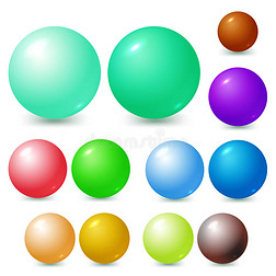 收集在白色上孤立的彩色光滑球体 矢量